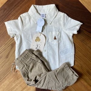 NWT GAP Baby Linen-Cotton Outfit Set 6-12 months